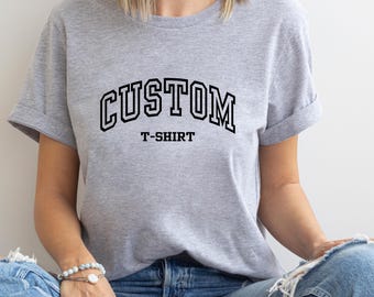 Customizable Retro Style T-Shirt, College Letter Shirt