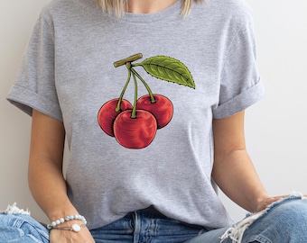 Vintage Cherry Graphic Tee, Summer Fruit Shirt