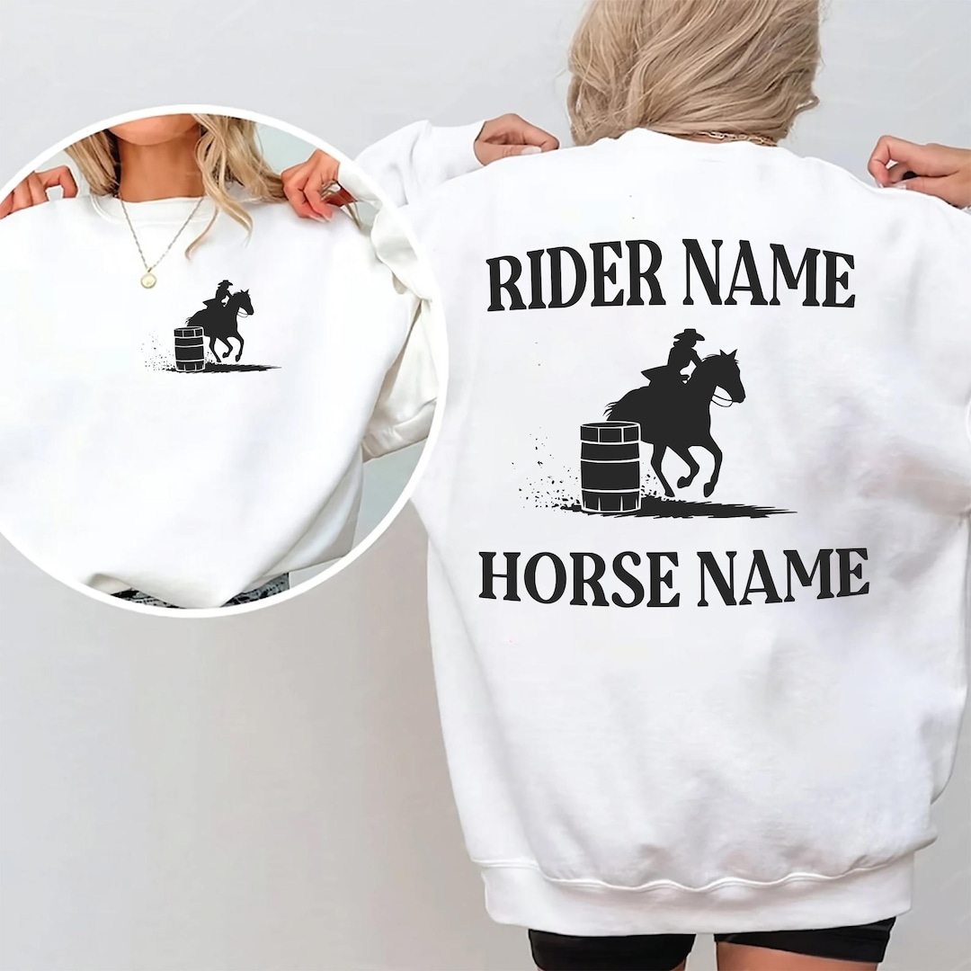 Custom Barrel Racing Shirt, Personalized Rider Horse Name, Barrel Racer ...