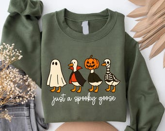 Halloween Goose Sweatshirt, Just a Spooky Goose Shirt, Funny Silly Goose Halloween Sweatshirt, Halloween Girls T-Shirt, Spooky Season