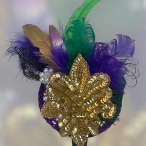 Mardi Gras Sequin Feather Headpiece on Headband