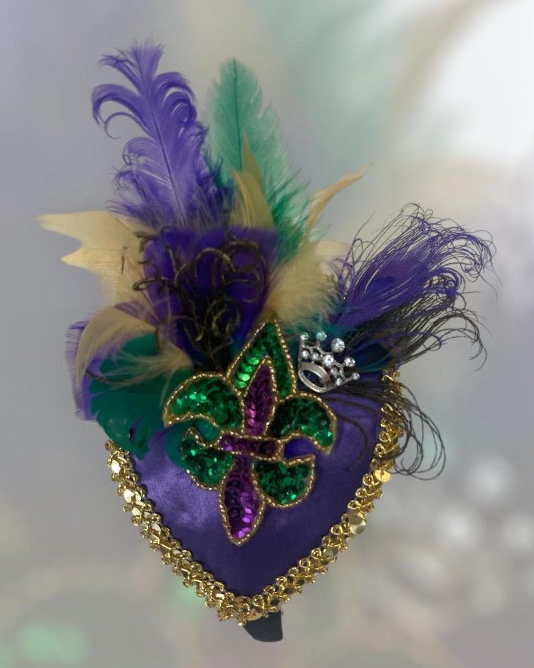 9954 2 Pack Mardi Gras Fluer Di Lis Headband Sequin Fascinators Purple 2 Pack Mardi Gras Fluer Di Lis Headband Sequin Fascinators  main image 4