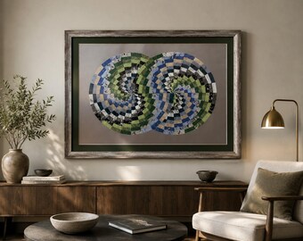Handmade Marbling Paper Art, Modern Abstract Wall Decor (38x28 in, Unframed)