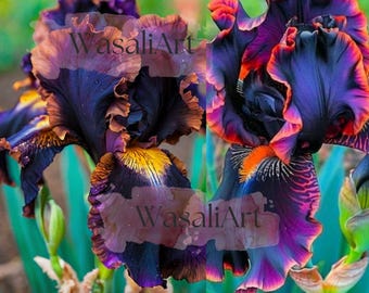 Black Bearded Iris Flower 35 Seeds: Rare Exotic Perennial Blooms