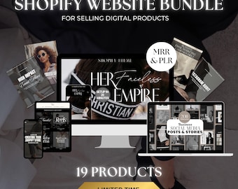 Shopify Template Bundle: Shopify Theme, PLR, Email Templates, Done For You, Shopify Website Template, Content Calendar, mrr digital products