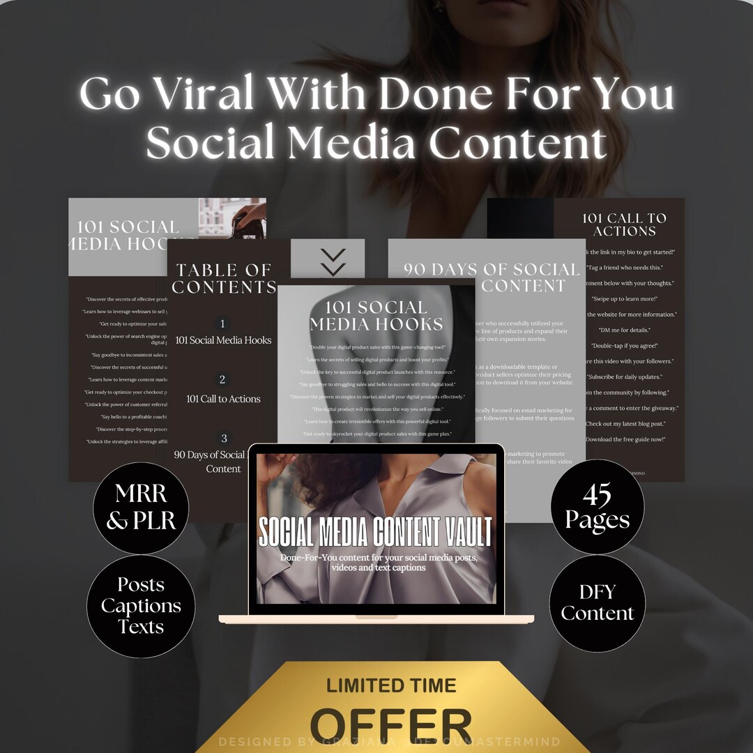 Done for You Social Media Content - 101 Hooks & Ctas, Digital Marketing ...