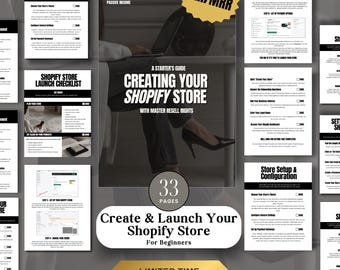 Shopify Website Setup Guide | Done For You Ebook to Launch Your Shopify Store | PLR Digital Products | Canva Editable | Passive Income