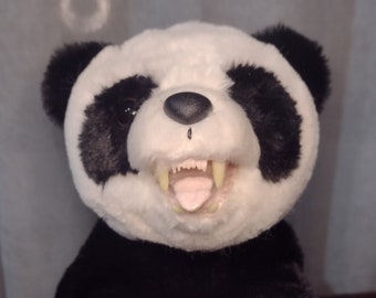 Pandamonium! 10" Long Black and White Quality Plush Fanged Panda