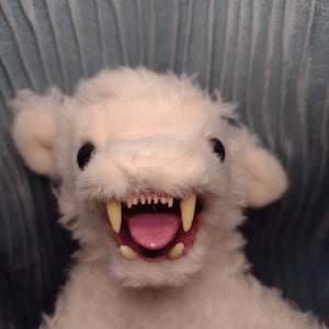 Mini Lamb Chomp! 8" long White with tan hooves Quality Plush Fanged Lamb