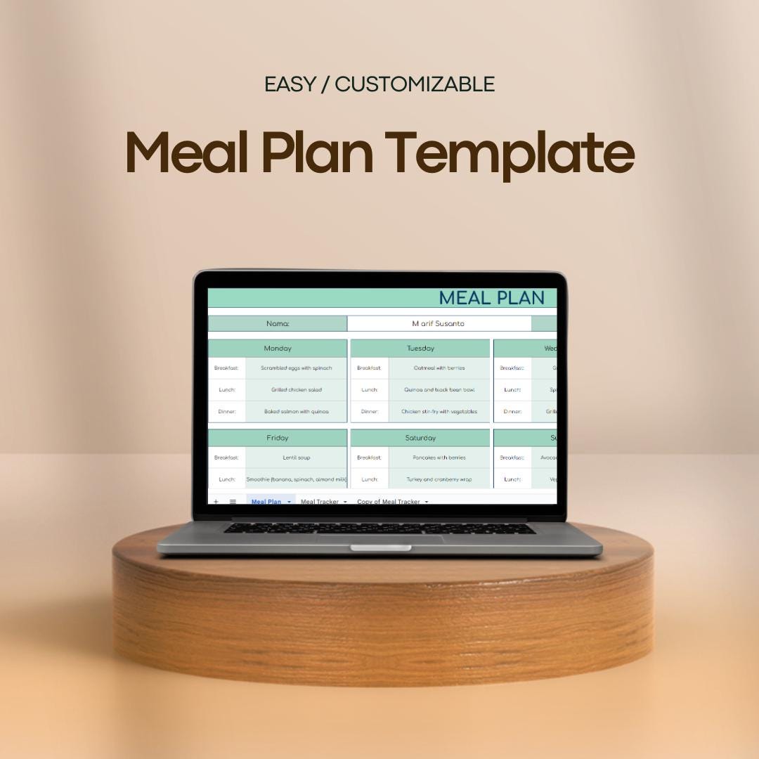 Meal plan template editable google sheets digital download