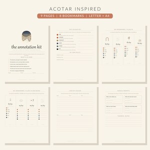 ACOTAR Annotation Kit | Printable Book Annotation Key, Bookmarks, Reading Journal For A Court of Thorns and Roses Reread (Digital)