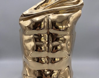 Gold Rüstung Korsett für Männer, Avantgarde männliche Mode, lgbtq Pride Outfit, skulpturale Brustplatte, Kostüm Top, Performance Outfit