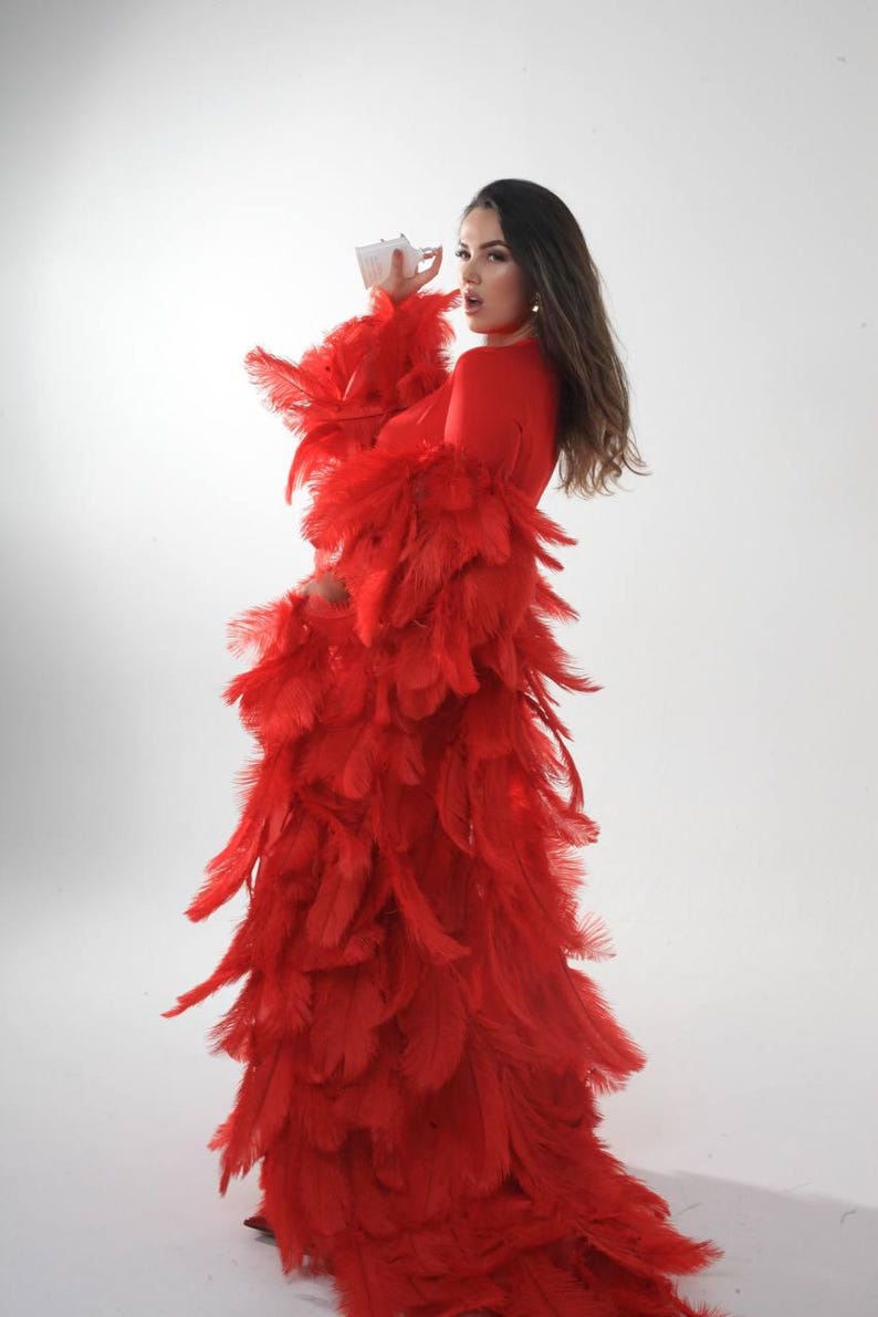 dramatic red gown for birthday or bridal morning