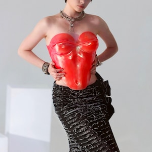 Pink armor corset, photoshoot barbie outfit, cuirass multicolored corset top, fantasy butterfly top