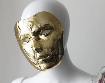 Full face golden mask for masquerade and parties, special events accessories, photoshoot accessories
