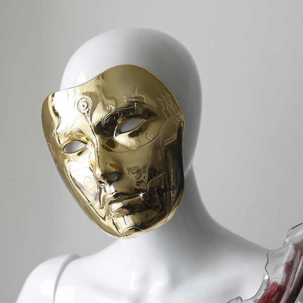Full face golden mask for masquerade and parties, special events accessories, photoshoot accessories
