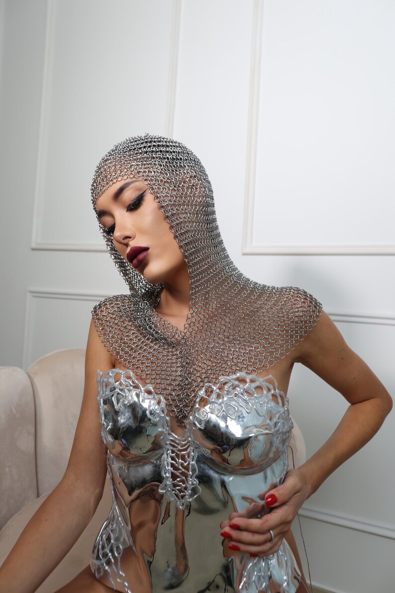 Chainmain Cowl Chainmail Headpiece, Medieval Hood & Cowl Jewelry, Armor Body Jewelry ...