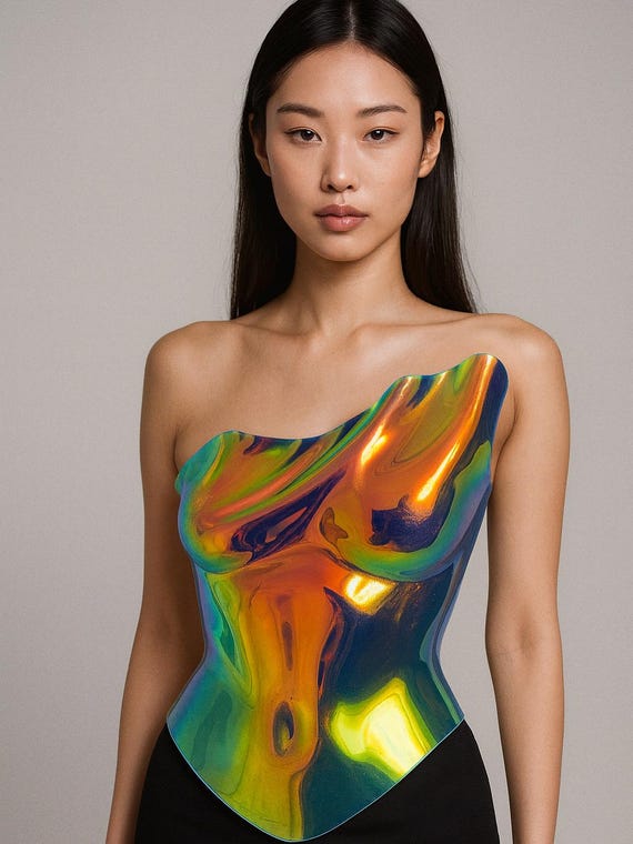 Vibrant Overbust Acrylic Top, Strapless Tie up Corset  display picture 2
