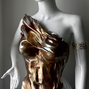 Antike Bronze Bustier Korsett, Kupfer benutzerdefinierte handgefertigte Brustpanzer, viktorianischen Look Messing Top Bühnenauftritt, Fotoshooting, besondere Ereignisse