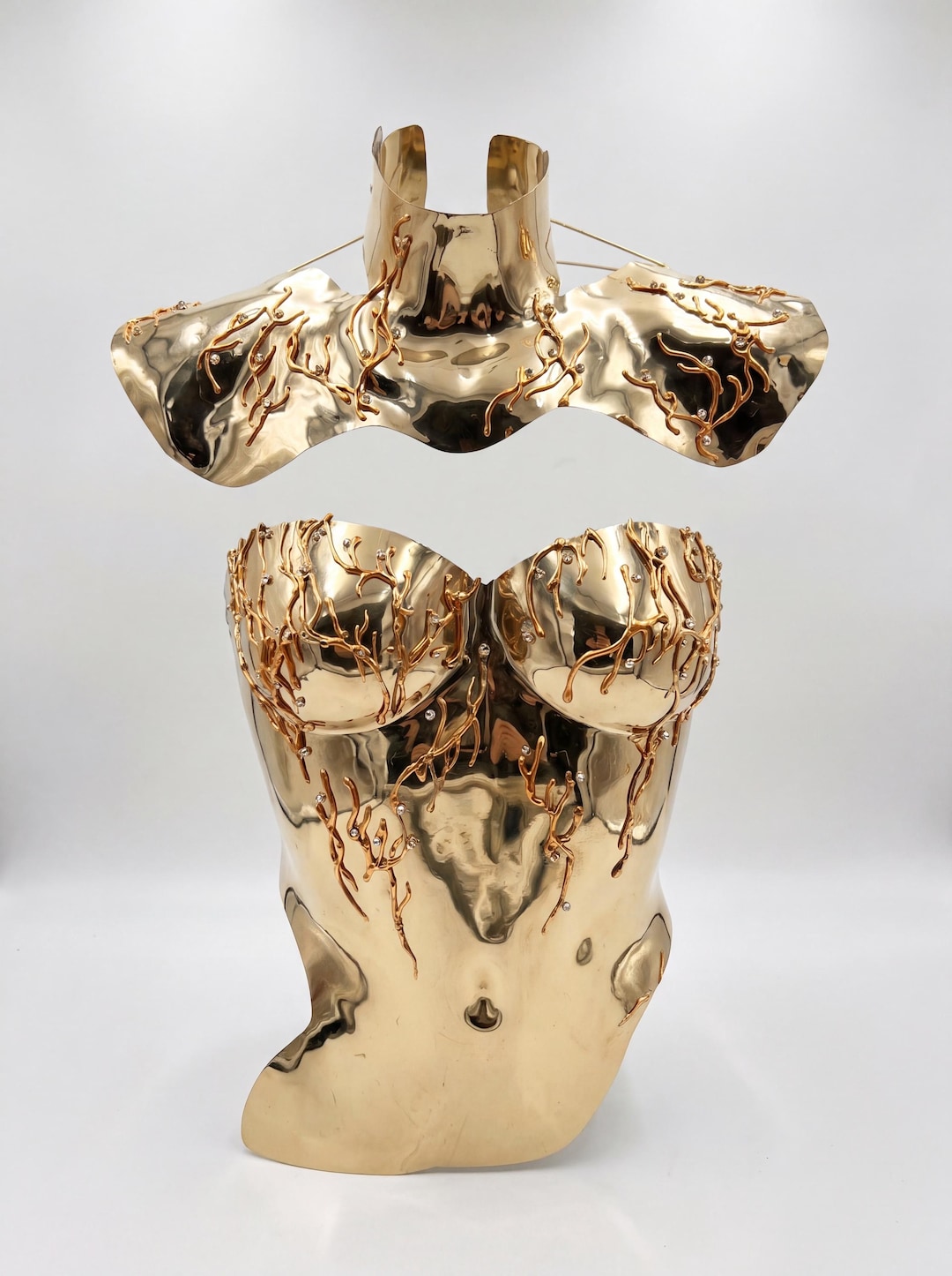 Golden Armor Custom Made Corset Bustier Top, Holiday Rave Outfit for ...