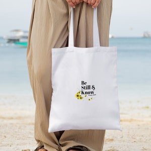Reste calme et sache I Psaume 46 10 I T-shirt chrétien I Sac en toile I Couverture de la Bible