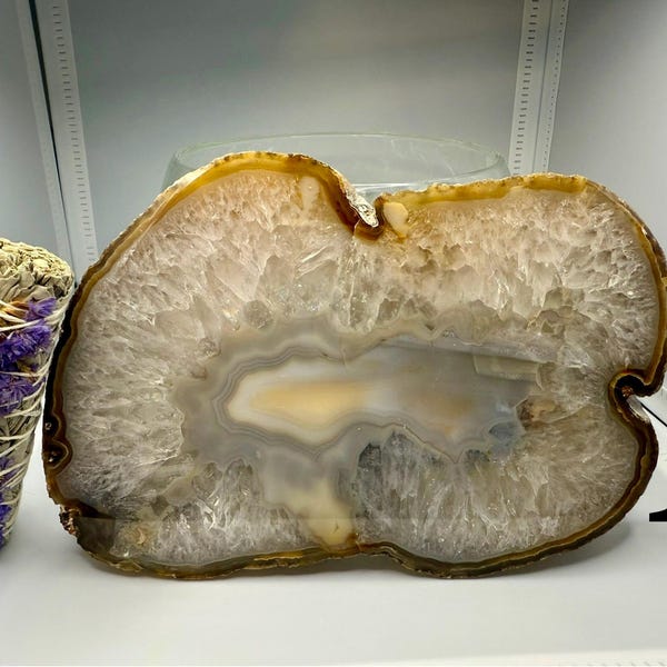 Gran losa de cristal de ágata natural, regalo perfecto para los amantes de los cristales, cristal auténtico, herramientas de meditación, curación espiritual.