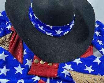 Blue and White Star Hat Band