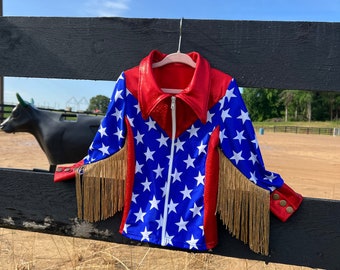 Firecracker Rodeo Shirt with Full separating front zipper and snap cuffs Kids or Adult Sizes
