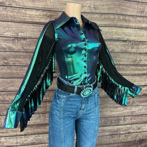 Scarab Snap Front Rodeo Shirt with Thunderbird Fringe with Full separating Snap Front and Snap cuffs Kids or Adult Sizes SKU-1210