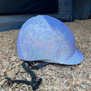 White Kaleidoscope Helmet Cover for Equestrian Riding Helmet