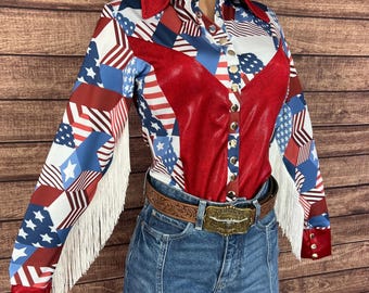 Americana Snap Front Rodeo Shirt with Snap cuffs Kids or Adult Sizes