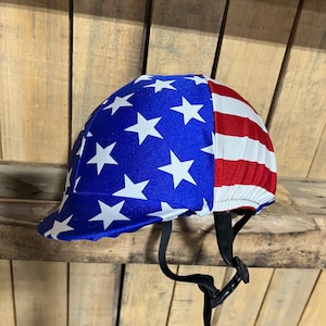 Stars and Stripes Helmet Cover for Brimmed Equestrian Riding Helmets