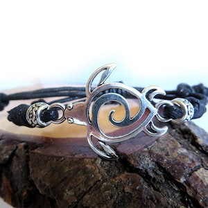Bracciale da uomo donna Tartaruga Maori in metallo argento