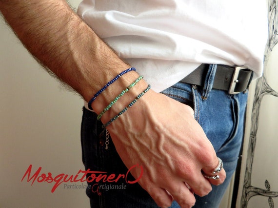 Minimal Men s Bracelet With Japanese Miyuki Pearls Thin