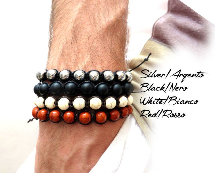 Pulsera De Hombre Hecha A Mano Pulsera De Perlas De Hematita Pulsera De Hombre Hecha A Mano Pulsera De Perlas De Hematita