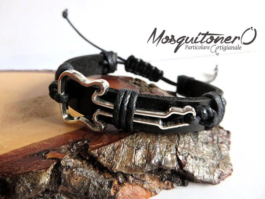 Guitar bracelet leather deals