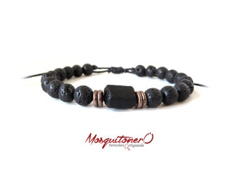 Braccialetto uomo donna in pietra perle naturali Tormalina nera grezza, bracciale cordino minimal, braccialetto di perline, per lui, per lei