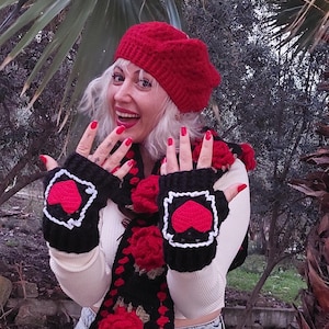 Crochet Heart Fingerless Gloves: Handmade Winter Wrist Warmers