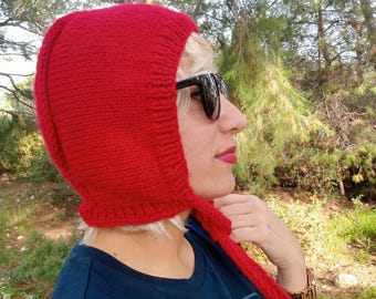 Gorro de pajarita para adultos tejido a mano: pasamontañas acogedor para el invierno