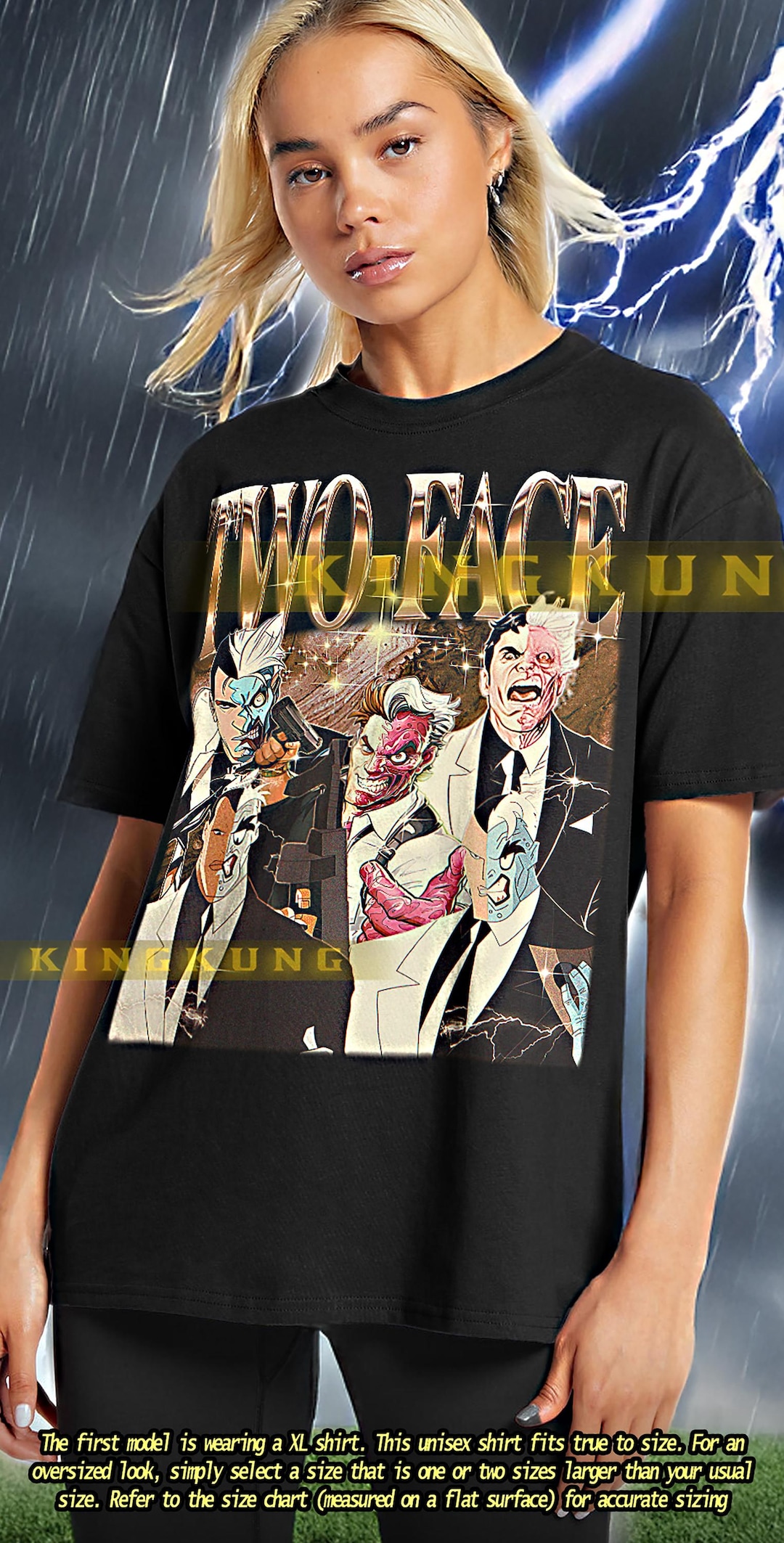 TWO-FACE Shirt - Two-face Retro Tees, Two-face Bootleg Tshirt, Two