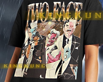 TWO-FACE Shirt - Two-Face Retro T-Shirts, Two-Face Vintage 90er Bootleg Tshirt, Comic Bösewicht Sweatshirt #saf