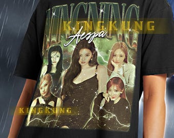Aespa Ningning Rich Man Vintage Bootleg T-shirt: Oversized Kpop
