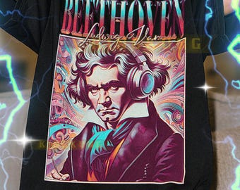 Maglietta vintage BEETHOVEN, maglietta omaggio a Beethoven, ventaglio Beethoven, maglione retrò anni '90 Beethoven, merchandising Beethoven #saf