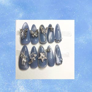 Blue Cat eye press on
