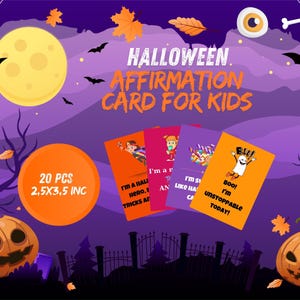 Affirmationskarten für Kinder zum Ausdrucken im Halloween Stil | Spaß, Positive & gruselige Designs | Sofort Download