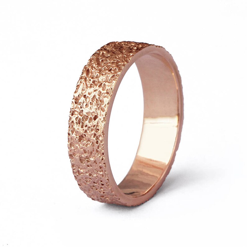 STARDUST 14k Rose Gold Wedding Band Textured Wedding Band Etsy
