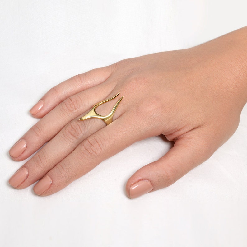 ANUBIS Egyptian 14k yellow gold Engagement Ring, Black Diamond Ring, Alternative Engagement Ring, Custom Fine Jewelry by Arosha image 3