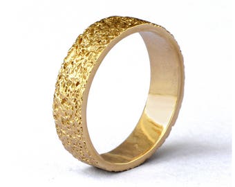 STARDUST 18k Yellow Gold Wedding Band, Textured Wedding Band, Unique Wedding band, Alternative Wedding Band for Men and Women
