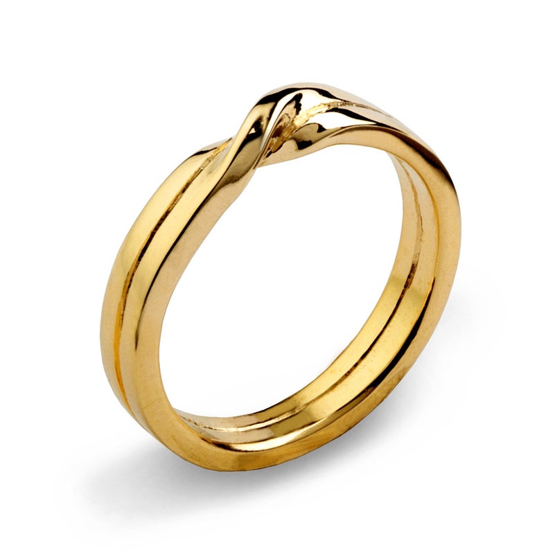 Love Knot 14k Yellow Gold Wedding Band Unique Mens Wedding Etsy