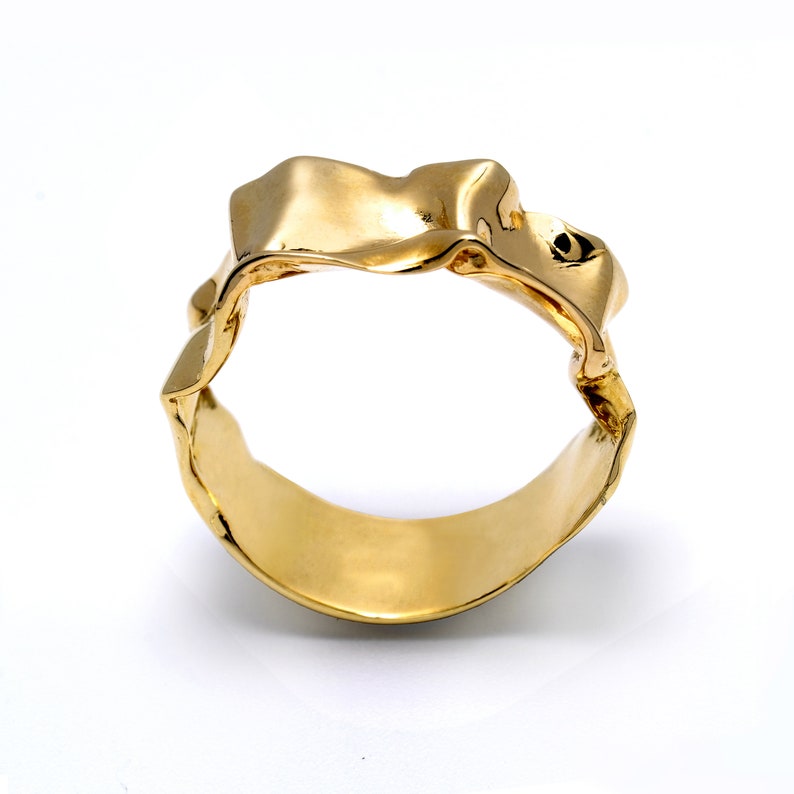 CRUMPLED 18k Gold Ring for Men Women, Unique Gold Wedding Band, Mens Gold Band Ring, 18k Gold Wedding Band, Italian Fine jewelry image 4